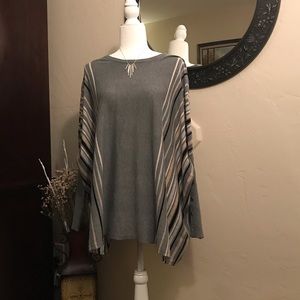 Symmetry Contrast Striped Poncho